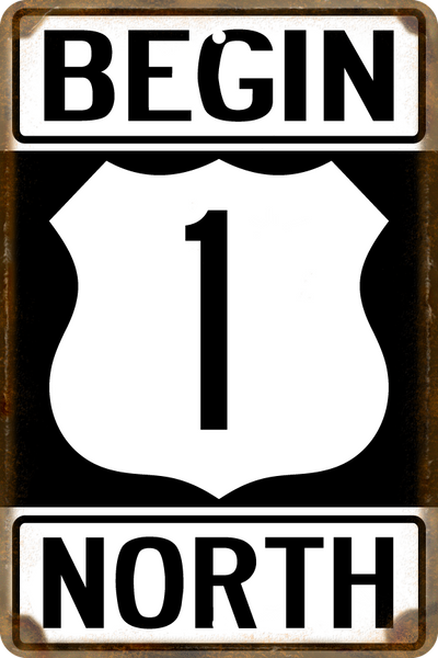 Florida US 1 Begin North Highway Sign