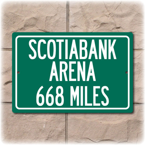 Personalized Highway Distance Sign To: Scotiabank Arena, Home of the Toronto Raptors & Maple Leafs