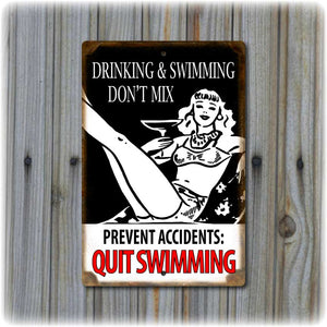 Drinking & Swimming Funny Pool Sign