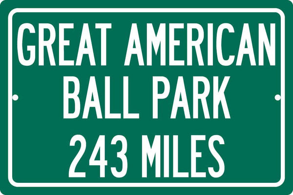 Personalized Highway Distance Sign To: Great American Ball Park, Home of the Cincinnati Reds