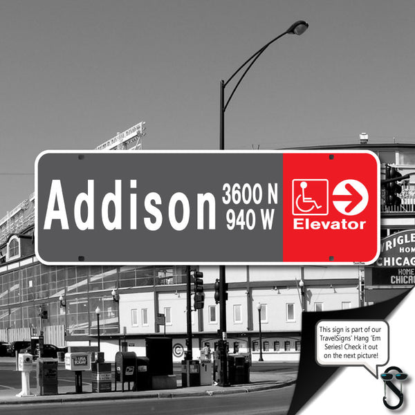 Addison L Stop Wrigley Street Sign