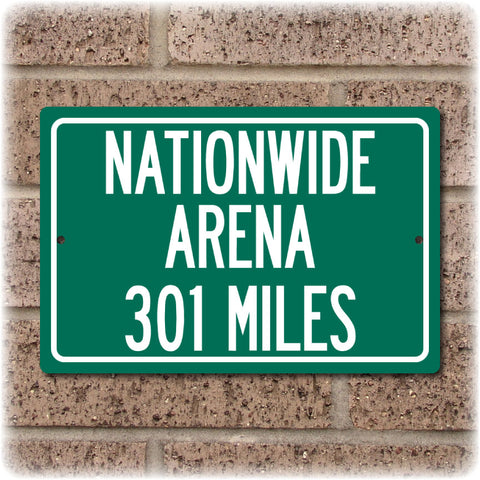 Personalized Highway Distance Sign To: Nationwide Arena, Home of the Columbus Blue Jackets