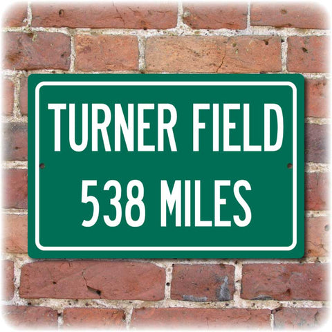 Personalized Highway Distance Sign To: Turner Field, Home of the Atlanta Braves