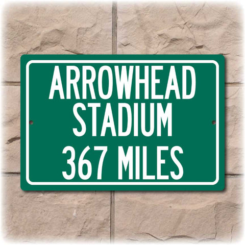 Personalized Highway Distance Sign To: Arrowhead Stadium, Home of the Kansas City Chiefs