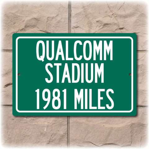 Personalized Highway Distance Sign To: Qualcomm Stadium, Home of the San Diego Chargers
