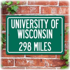 Personalized University Highway Distance Sign -  Wisconsin