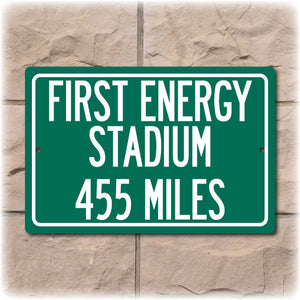 Personalized Highway Distance Sign To: FirstEnergy Stadium, Home of the Cleveland Browns