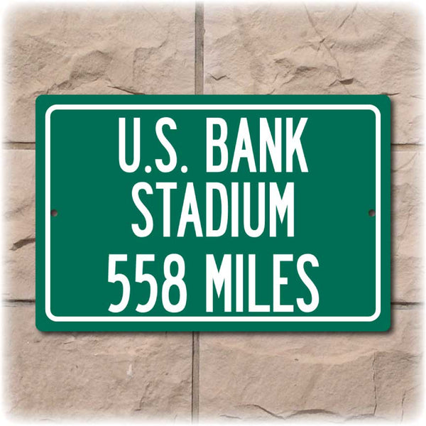 Personalized Highway Distance Sign To: U.S. Bank Stadium, Home of the Minnesota Vikings