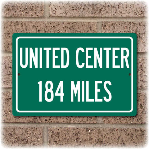 Personalized Highway Distance Sign To: United Center, Home of the Chicago Bulls & Blackhawks