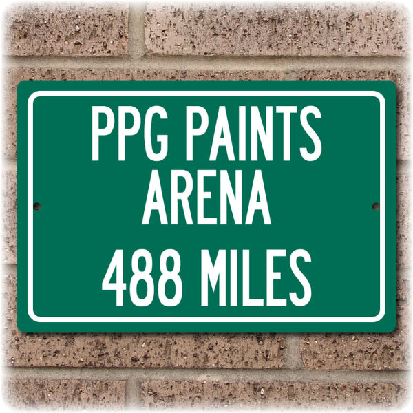 Personalized Highway Distance Sign To: PPG Paints Arena, Home of the Pittsburgh Penguins
