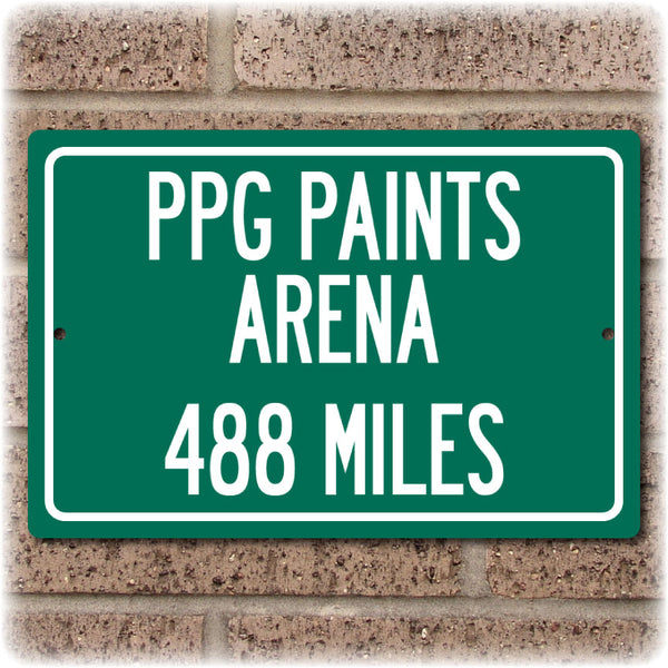 Personalized Highway Distance Sign To: PPG Paints Arena, Home of the Pittsburgh Penguins