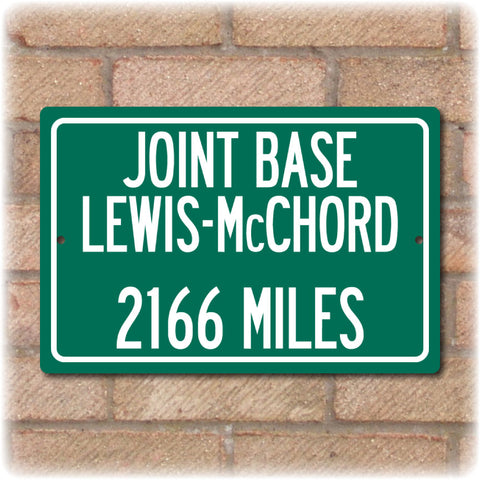 Personalized Highway Distance Sign To: Joint Base Lewis-McChord - US Army & Air Force