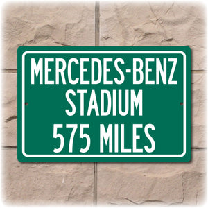 Personalized Highway Distance Sign To: Mercedes-Benz Stadium, New Home of the Atlanta Falcons