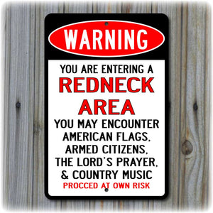 Warning: Redneck Area Highway Sign