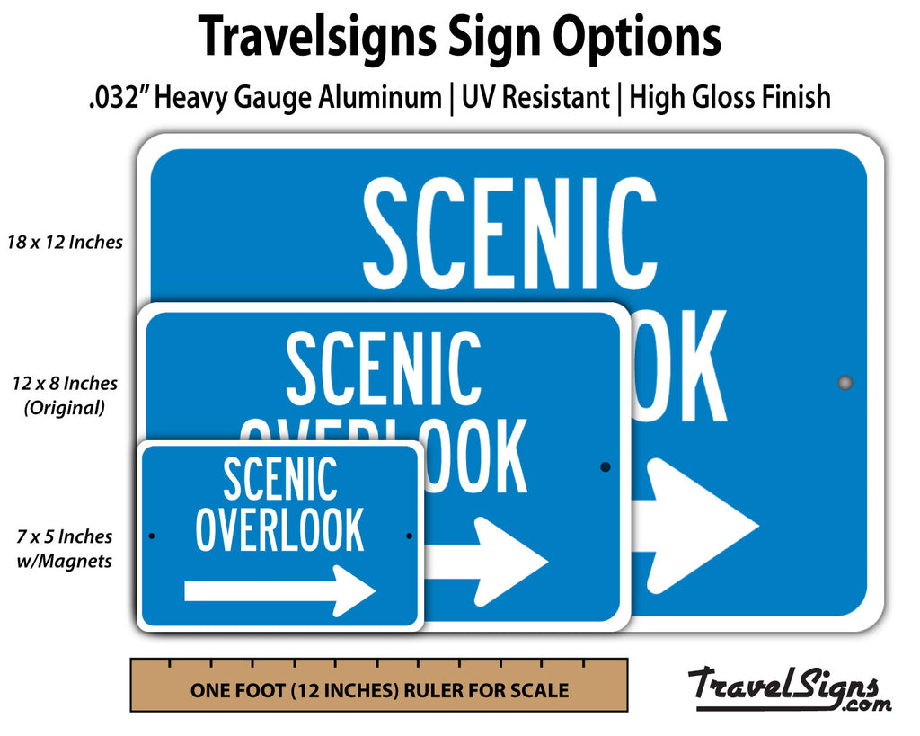 Overlooking Sign Scenic Overlook Arrow DOT Highway Sign – Travelsigns