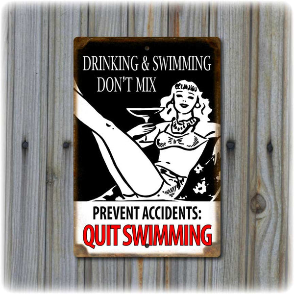 Drinking & Swimming Funny Pool Sign