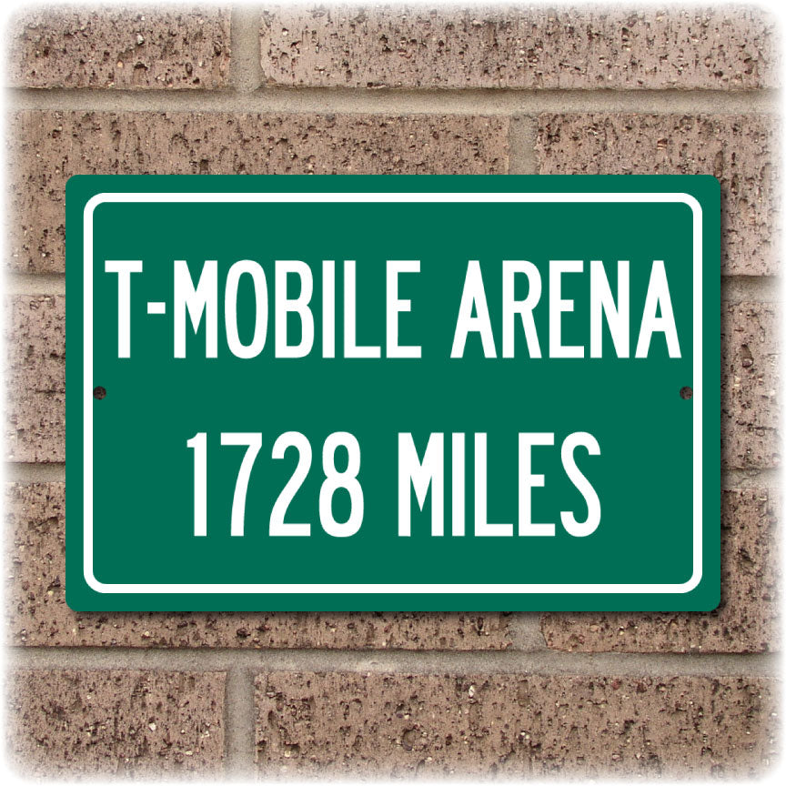 Personalized Highway Distance Sign To: T-Mobile Arena, Home of the Vegas Golden Knights