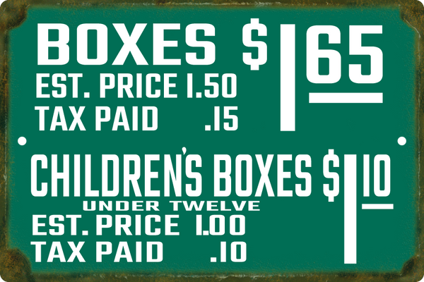 Wrigley Field Vintage Ticket Prices Sign