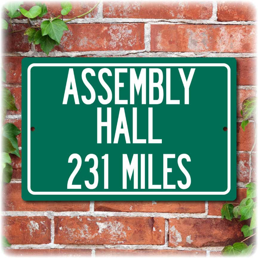 Personalized University Highway Distance Sign - IU Assembly Hall