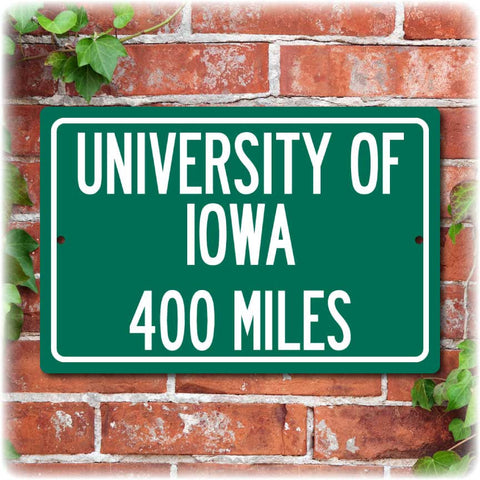 Personalized University Highway Distance Sign - Iowa