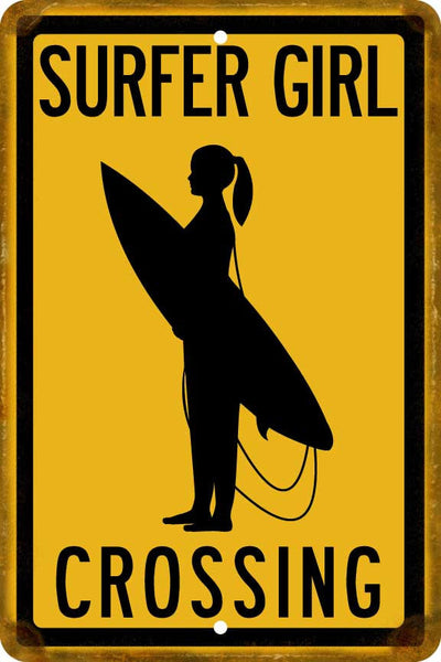 Surfer Girl Crossing Sign