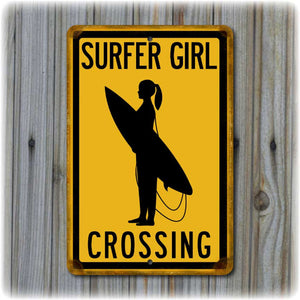 Surfer Girl Crossing Sign