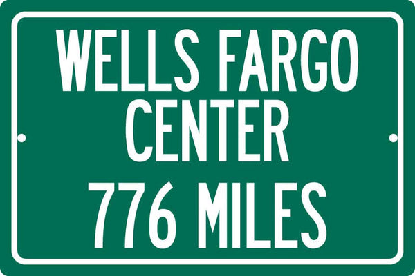 Personalized Highway Distance Sign To: Wells Fargo Center, Home of the Philadelphia 76ers & Flyers