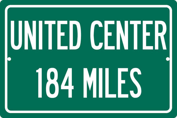 Personalized Highway Distance Sign To: United Center, Home of the Chicago Bulls & Blackhawks