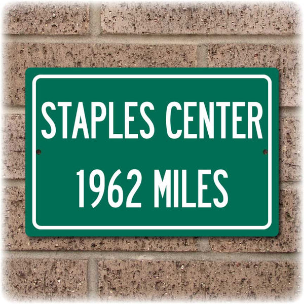 Personalized Highway Distance Sign To: Staples Center, Home of the Los Angeles Lakers, Clippers, and Kings