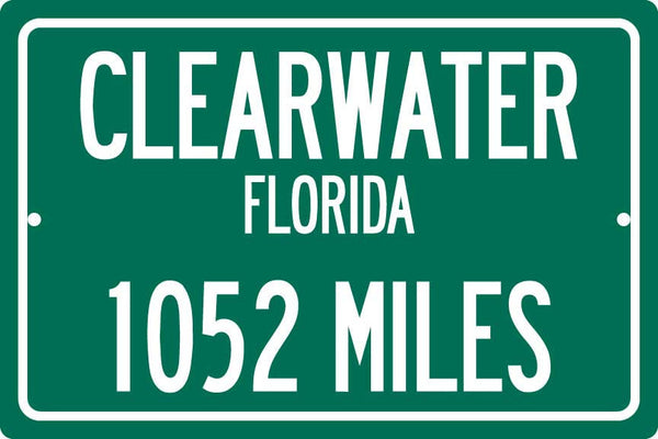 Personalized Highway Distance Sign To: Clearwater, Florida, Sugar White Sand